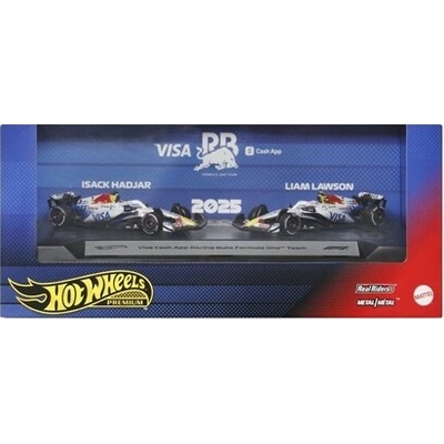 Mattel Dvojbalenie modelov áut Hot Wheels Premium Formula 1 2025 Visa Cash App Racing Bulls Formula One Team JMM94