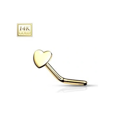 Šperky4U zahnutý zlatý piercing do nosu srdíčko ZL01220-YG