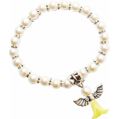 Nefertitis Dětský náramek slonová kost ze skleněných perliček s andělíčkem NF7792