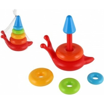 Teddies Skládanka pyramida kroužky šnek