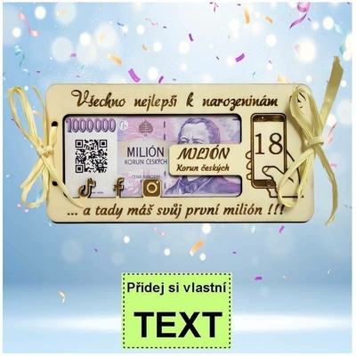 Bezvadný dárek Dřevěná obálka na peníze k výročí 18 let