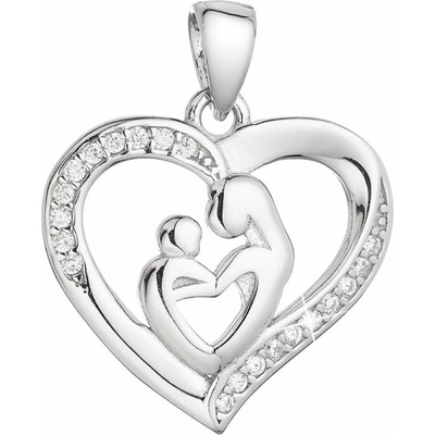 Pavona Pavona Stříbrný srdíčkový přívěsek Matka a dítě se zirkony 14019.1