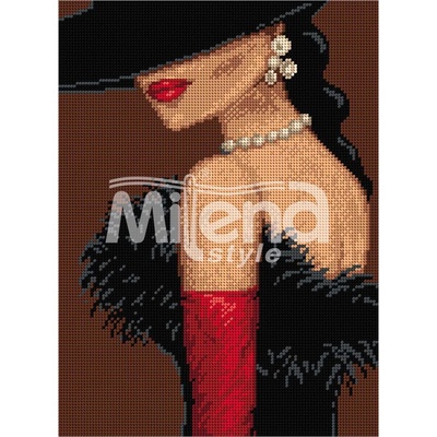 Milena Style Дама с ръкавици - Печатана Aida 14 ct без конци