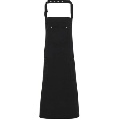 Premier Workwear Bavlněná dlouhá chino zástěra za krk PR132 Black 72x86cm