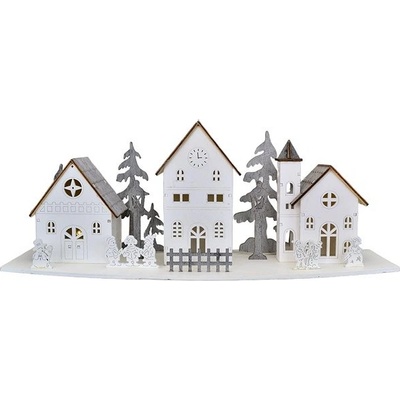 DOMMIO Vesnička s domečky LED, 2 × AA, 15,8 × 44 cm