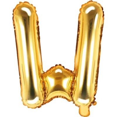 PartyDeco Балон от фолио Mini - Буква W 35см златен