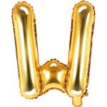 PartyDeco Балон от фолио Mini - Буква W 35см златен