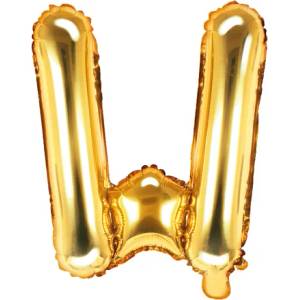 PartyDeco Балон от фолио Mini - Буква W 35см златен