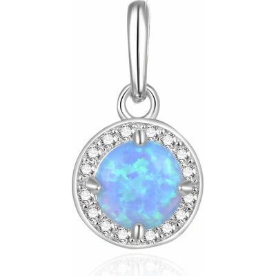 Beneto Stříbrný přívěsek s modrým syntetickým opálem a zirkony AGH145/BL