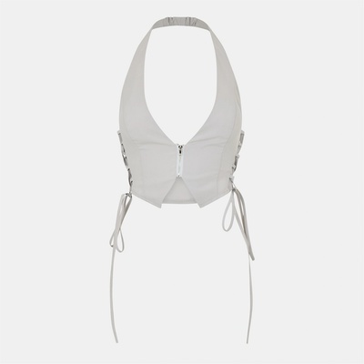 Missy Empire Tie Up Halter Neck Waistcoat Womens - Grey
