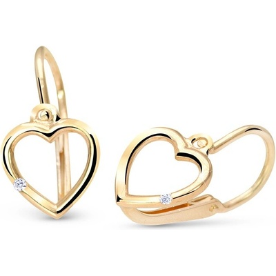 Cutie Jewellery Zlaté srdiečkové náušničky so zirkónom C2761-10-X-1 biela