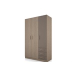 Bogdan Furniture I Трикрилен гардероб Mod 1028 с чекмеджета, Мока/Лате