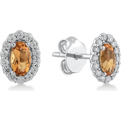 Lillian Vassago náušnice s citríny a brilianty v bílém zlatě LLV11-SMEB5730-02-CIT