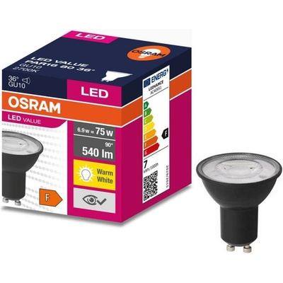 Ledvance LED Žiarovka VALUE PAR16 GU10/6,9W/230V 2700K 36° čierna P225232