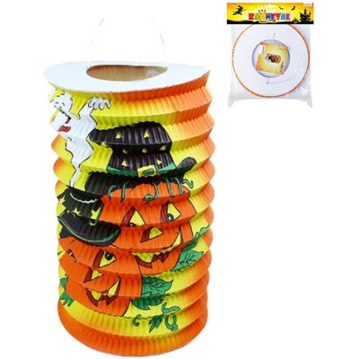 Lampión Halloween veselé dýně 15cm krčený papír na svíčku 192584