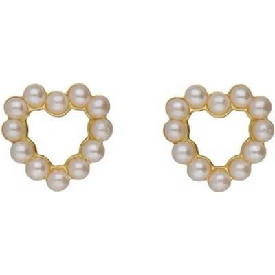 Victoria Cruz Pozlátené náušnice Srdiečka s perličkami Sera A5574-00DT