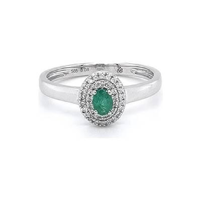 Beny Jewellery Zlatý Prsten se Smaragdem a Diamanty 2011414