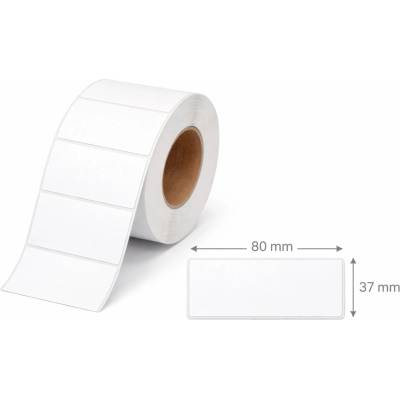 Termo Etiketa 80 mm x 37 mm, Thermo eco, Biela, Dutinka 40 mm, 2500 ks/kotúč, Odlepiteľné lepidlo, Priemer kotúča 135 mm