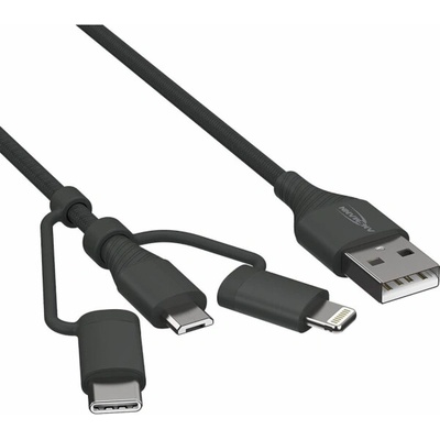 Ansmann 456846 USB-A - USB-C + microUSB + Lightning 1,2m černý