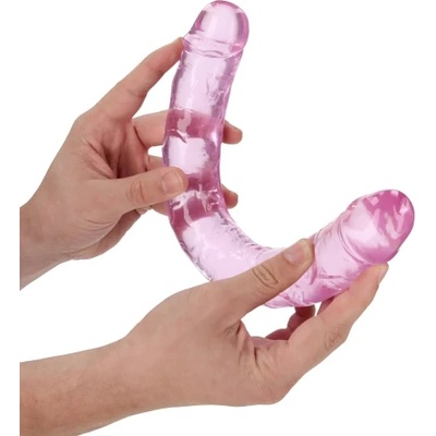 Shots Toys Двойно джели дилдо Real Rock Crystal Clear 13" розово