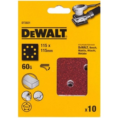 Dewalt DT3021 papier brúsny 115x115mm p60 dierovaný suchý zips 10ks