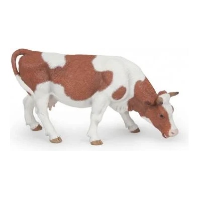 Papo - Фигурка за колекциониране и игра - Пасяща кафяво - бяла крава (51147)