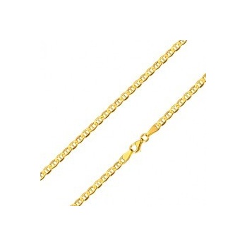 Šperky eshop Retiazka zo žltého zlata lesklé oválne očká s paličkou uprostred GG100.05