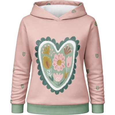 Takoy Panel se střihem dámská mikina funkční teplákovina srdce Pink green XL
