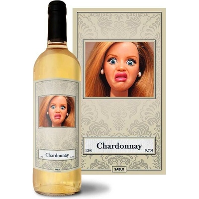 Sablio Znechutená Barbie - Meme Barbie Chardonnay biele suché víno 12 % 0,75 l (čistá fľaša)