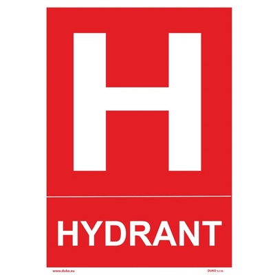 DUKO HYDRANT se symbolem a textem Formát: 210 x 297 mm, Materiál: plast 5 mm, samolepící vinylová fólie