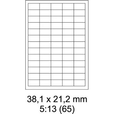MUFLON Print etikety A4 biele 38,1 x 21,2 mm 65 etikiet hárok s okrajom po obvode 100 hárkov