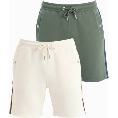 Ombre Clothing Комплект две мъжки спортни шорти със райета - крем/маслинено зелено V2 Z128 Ombre Clothing Ombre Clothing | Zelen | МЪЖЕ | S