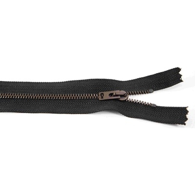 Nedeliteľný kovový starokovový zips č.3 viac farieb - dĺžka (10 - 20 cm) Čierna 18 cm