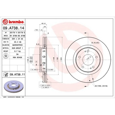 BREMBO Brzdový kotúč 09A73811