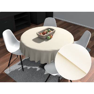 Biante Veľký teflónový okrúhly obrus TF-037 Smotanový bez vzoru Ø 240 cm