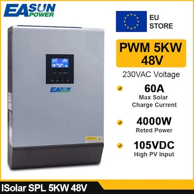 Хибриден соларен инвертор EASUN ISOLAR SPL-5kw/48v , Off Grid, 60A Mppt