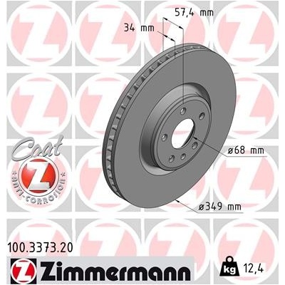 ZIMMERMANN Brzdový kotúč 100337320