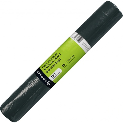 SPOKAR pytle na odpad HDPE 70x110 cm 120 l 18µm 20 ks černé