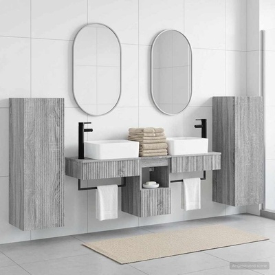 vidaXL Комплект мебели за баня 5 бр. Сив Сонома 33 x 34, 5 x 100 см (3405979)