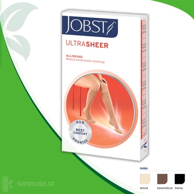 Jobst ULTRA SHEER kompresívne stehenné pančuchy kratšia d. s lemom so zatvorenou špičkou karamelové