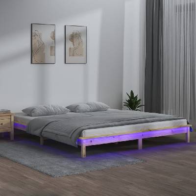 vidaXL 820646 Rám postele s LED světlem masivní dřevo