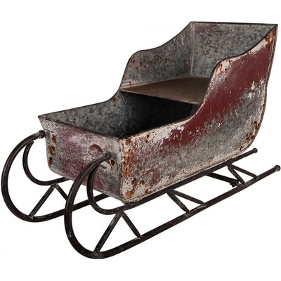 Clayre & Eef Červené antik kovové sáně - Vánoční nostalgie - 51*23*30 cm