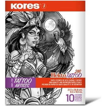 KORES Индиго за татуировки, 21, 5 x 26, 8 cm, KORES "Tattoo", 10 листа 76237 (76237)