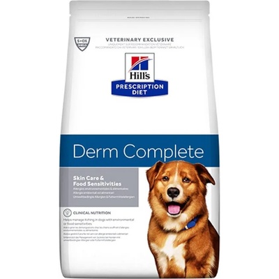 Hill's Hills Prescription Diet Derm Complete Canine - за поддържане на кожата при дерматоза, за средни и едри породи 12kg