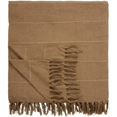 Ib Laursen Bavlněný přehoz Double Brown Thin Stripes 240 × 240 cm, hnědá barva, textil