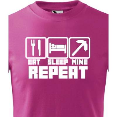 Dětské tričko Eat Sleep Mine Repeat PurpurováCanvas Dětské tričko Bezvatriko.cz 1