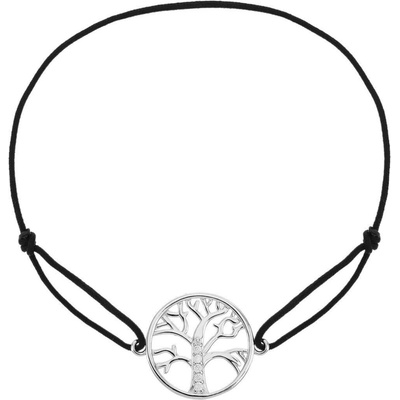Bealio 13265 stříbrný náramek STROM ŽIVOTA shamballa provázek 17+3 cm 03-13265-2902