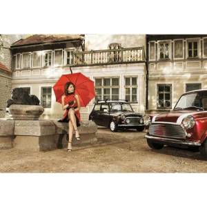 DIMEX ART Флизелинов фототапет дама в червено 375 x 250 см
