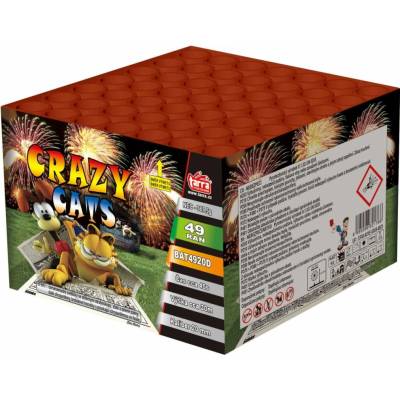 Ohňostroj Baterie výmetnic CRAZY CATS 49 ran 8 1 TARRA pyrotechnik BAT4920D