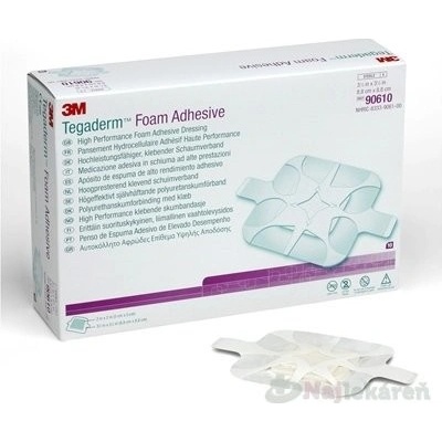 3M TEGADERM penové krytie na rany štvorec 8,8 cm x 8,8 cm 10 ks